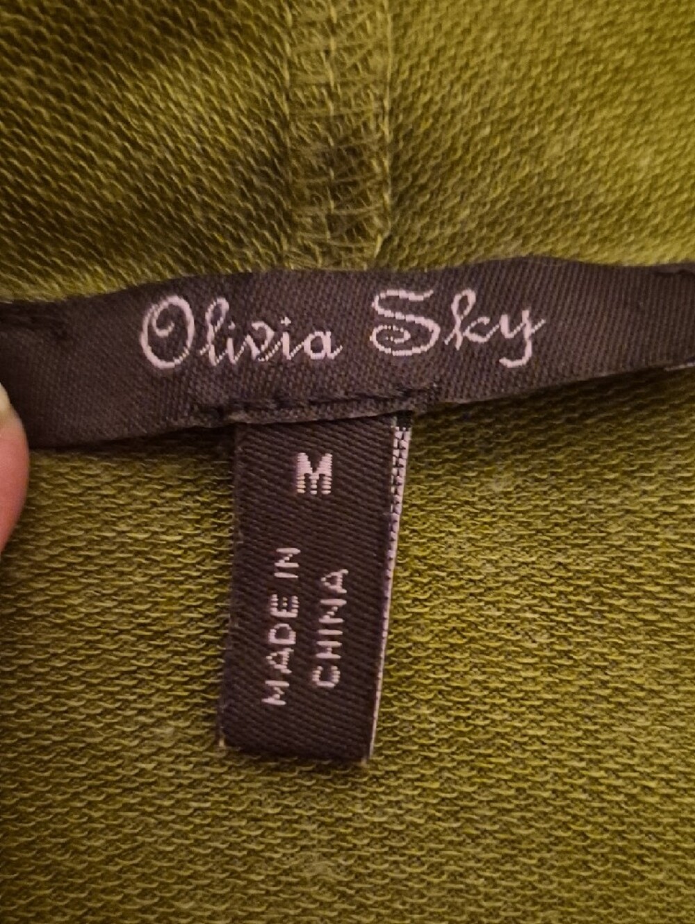 Olivia Sky Olive Green Draped Open-Front Vest - Picture 9 of 10